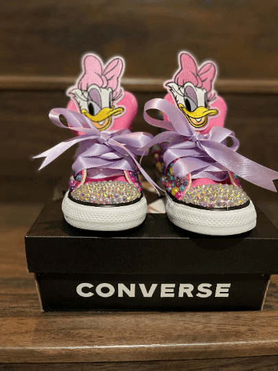 Daisy Duck Toddler Girls Bling Converse Sneakers - officialflykiddos