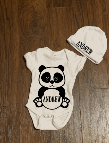 Panda Personalized Baby Onesie and Hat Set - officialflykiddos