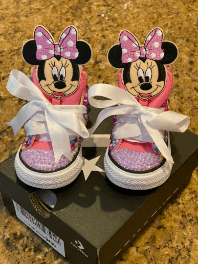 Minnie Mouse Pink Toddler Girls Bling Converse Sneakers - officialflykiddos