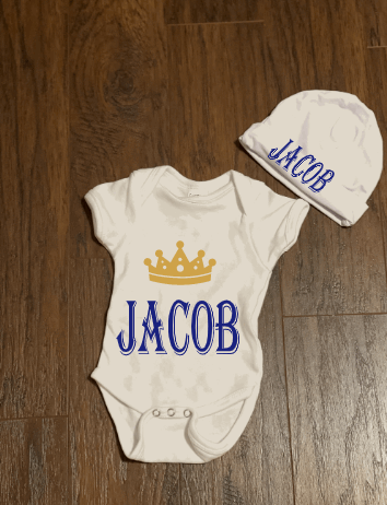 Prince Personalized Baby Onesie and Hat Set - officialflykiddos