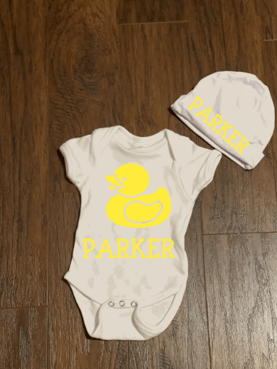 Rubber Duck Personalized Baby Onesie and Hat Set - officialflykiddos