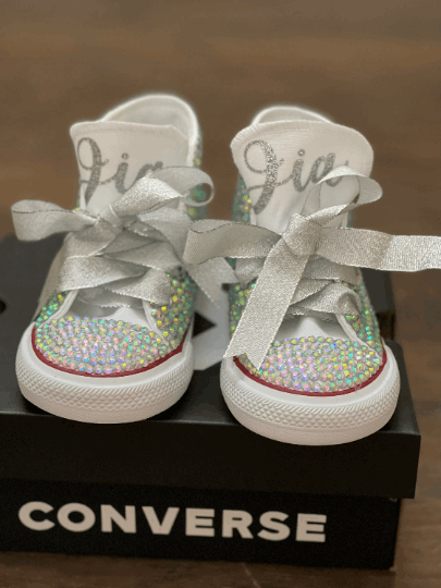 Silver Toddler Girls Bling Converse Sneakers - officialflykiddos