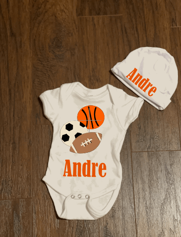 Sports Personalized Baby Onesie and Hat Set - officialflykiddos