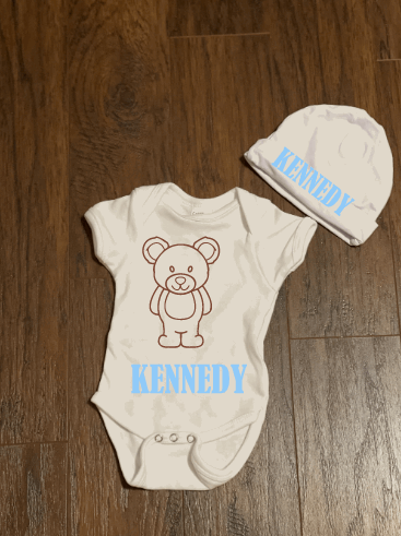 Teddy Bear Personalized Baby Onesie and Hat Set - officialflykiddos