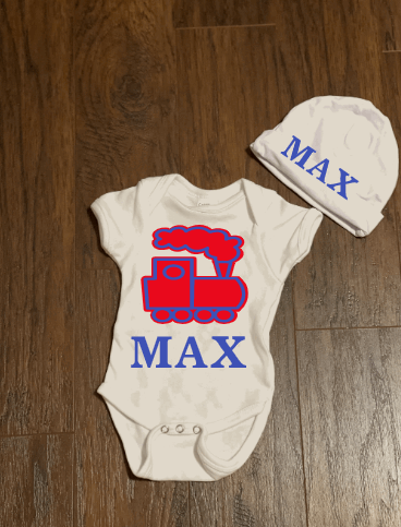Train Personalized Baby Onesie and Hat Set - officialflykiddos