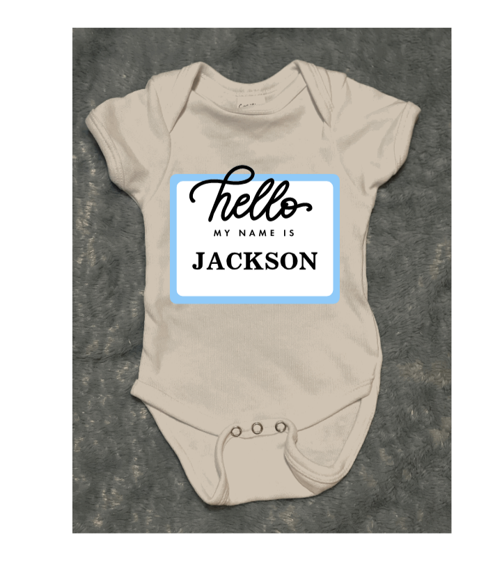 "Hello My Name Is" Personalized Baby Onesie - officialflykiddos