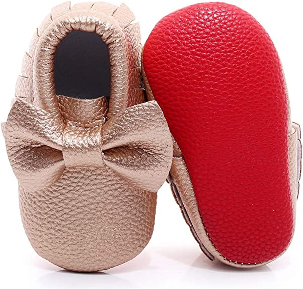 Red Bottom Soft Baby Girl Shoes Gold - officialflykiddos